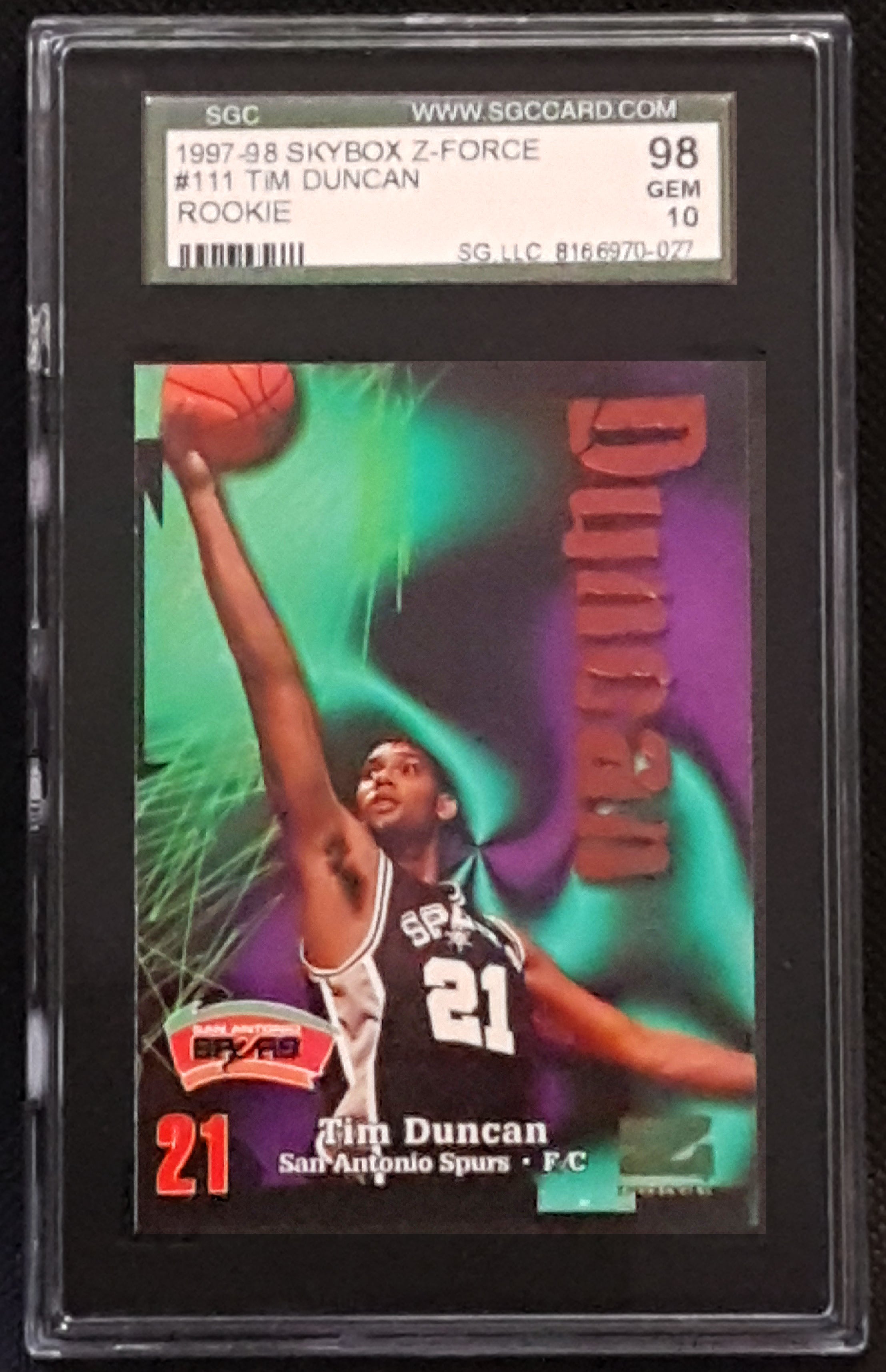 1997-98 Wheels #1 TIM DUNCAN RC Rookie Thunder Draft Pick Wake