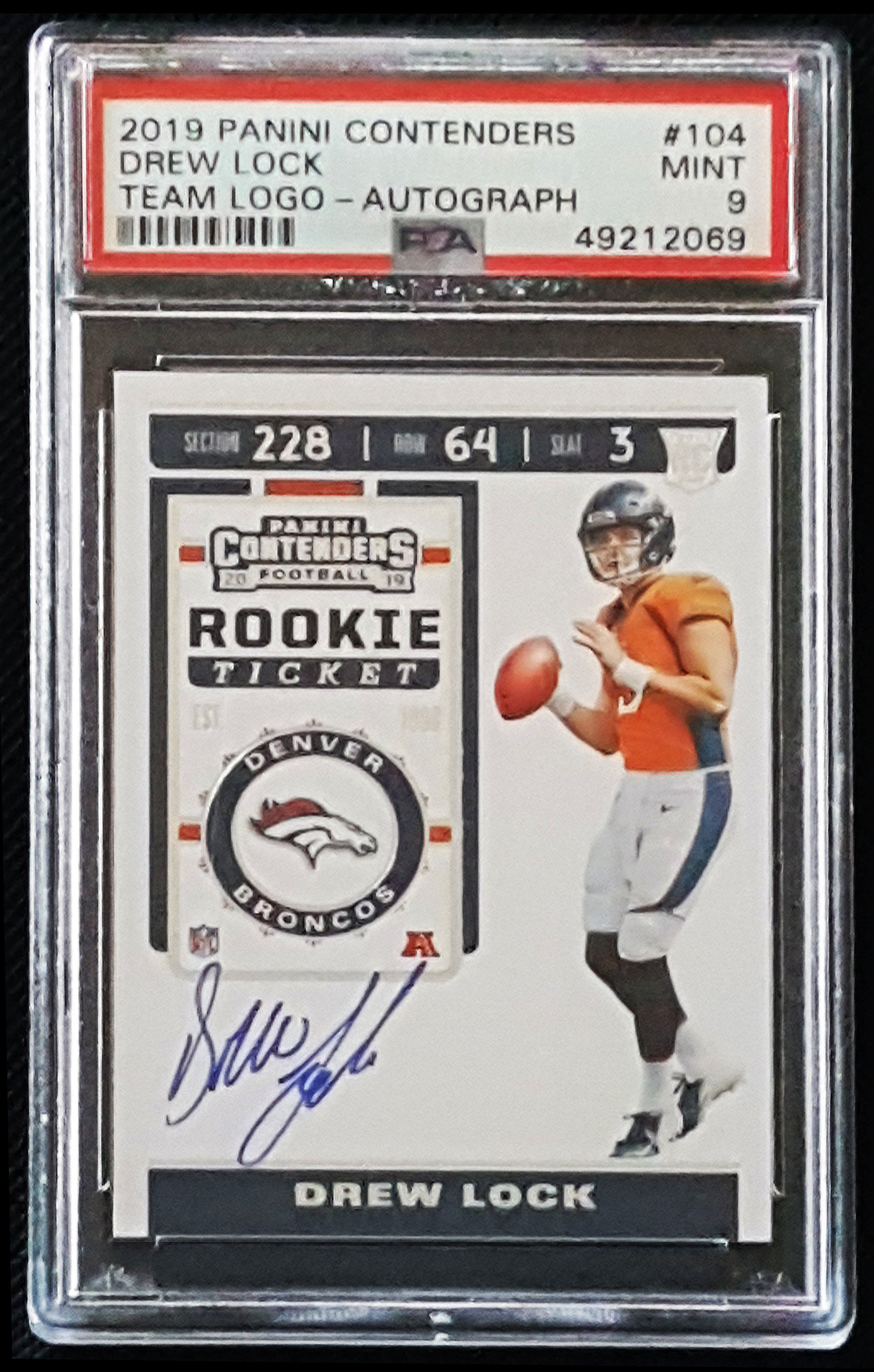 Drew Lock 2019 Panini Contenders Rookie Ticket Jersey Patch RC #RTS-4  Broncos