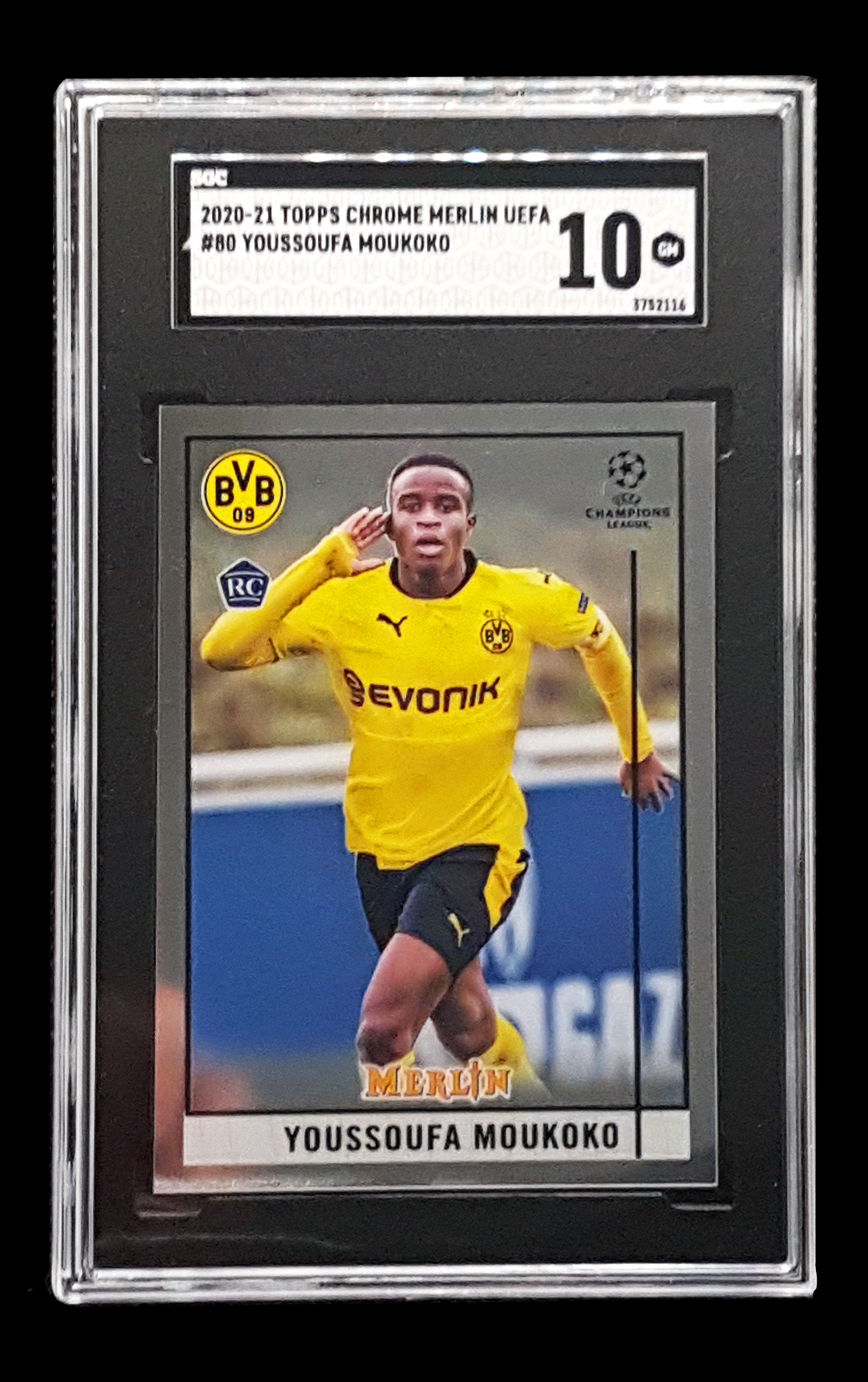 2020-21 Topps Chrome Merlin UEFA Soccer #80 Youssoufa Moukoko