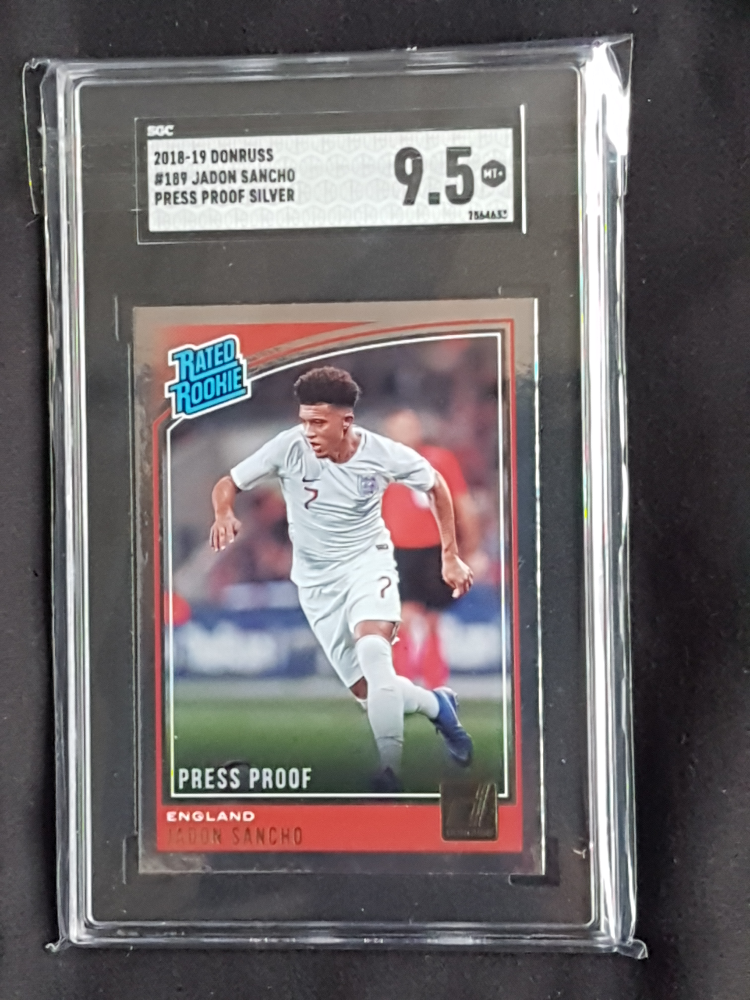 2018-19 Donruss Press Proof Silver Jadon Sancho Rookie RC #189 SGC