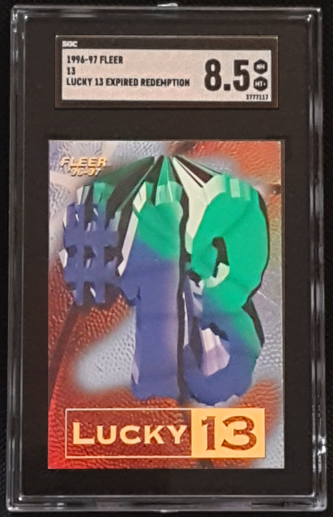 1996 Fleer LUCKY 13 Kobe Bryant RC Rookie Redemption Card Graded SGC 8.5 (Super Rare, Super Low Pop!)