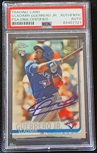 Load image into Gallery viewer, Topps Chrome Trading Card Vladimir Guerrero signed auto PSA / DNA Rookie RC
