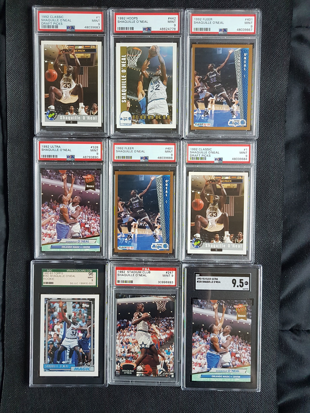 1992 Shaquille O'Neal Rookie Investor Lot - PSA & SGC Graded (9 Cards)