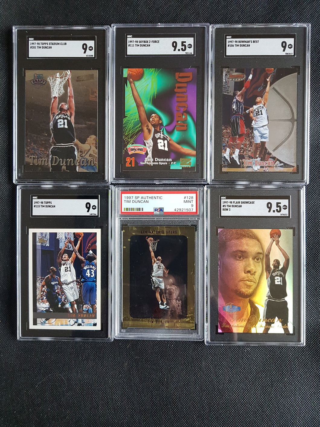 1997 Tim Duncan Rookie Investment lot - PSA and SGC (6 cards)