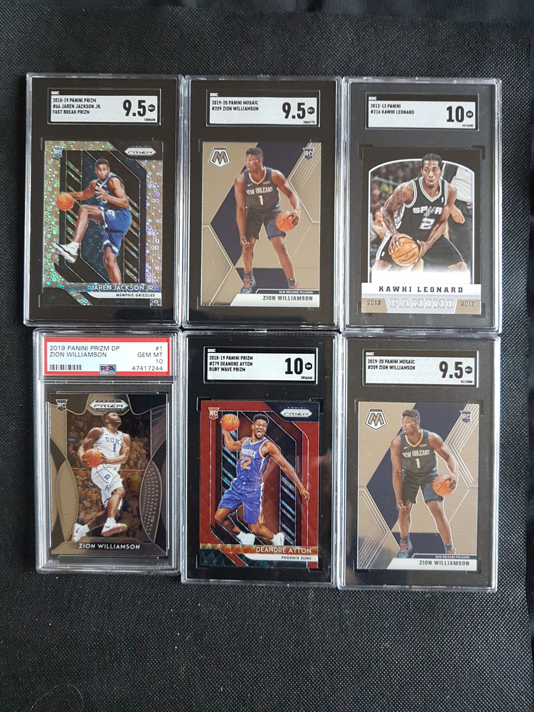 NBA Past & Present Star Investor lot - PSA, SGC (6 cards including Kawhi and Zion Rookies)