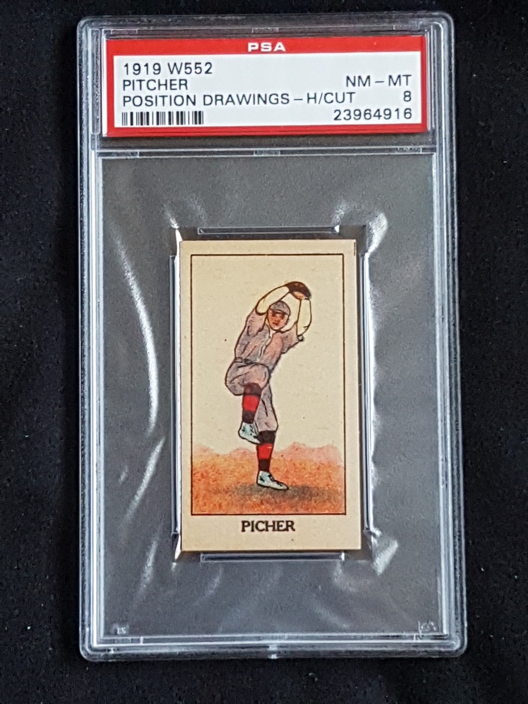 1919 W552 Hand Cut Position Drawings Pitcher PSA 8 LOW POP