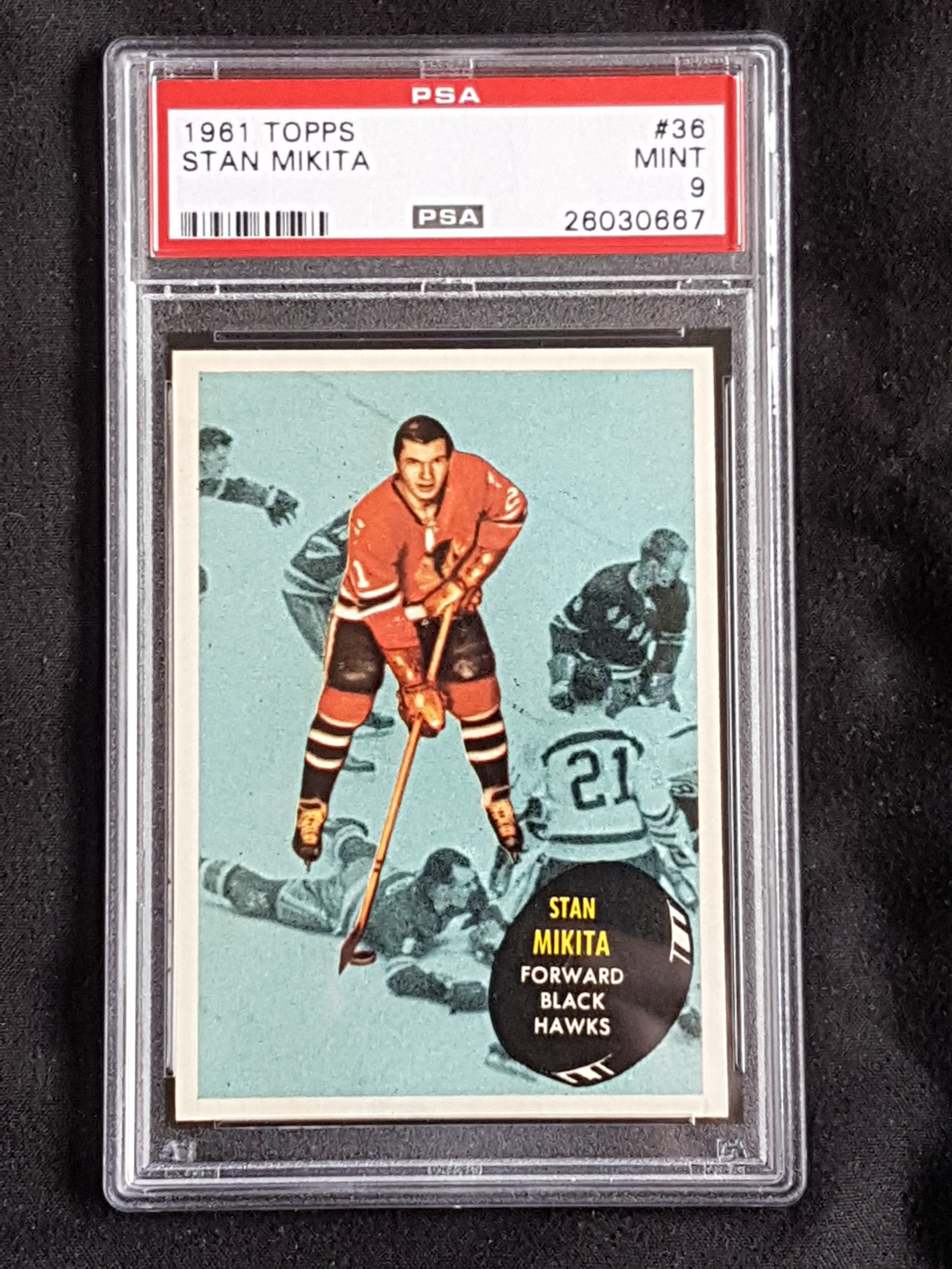 1961 Topps Stan Mikita #36 PSA 9 (low pop 23 - only 2 higher!)